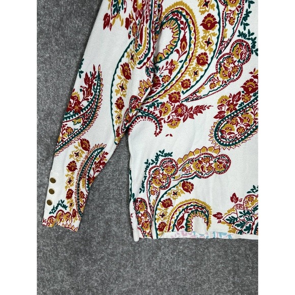 JM Collection Floral‎ Paisley Knit Ribbed Sweater Womens Medium Rayon Nylon - Picture 8 of 16